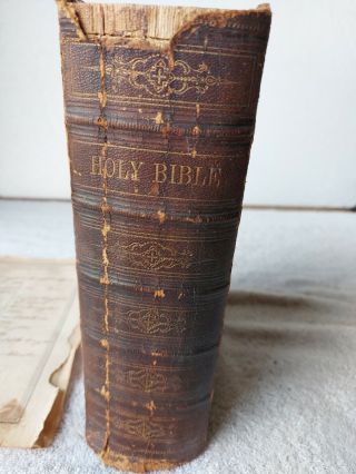 Antique Family Bible 1870 Old And Testaments - With Early 1800 