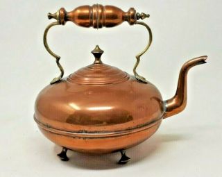 Antique Victorian Solid Copper Teapot Kettle
