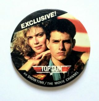 Vintage 1986 Top Gun Movie Promo Button - Tom Cruise Maverick Charlie Val Kilmer