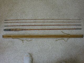 Antique Fly Rod 5 - Sided Wood Not Round Unique Case 3 - Piece Rod W Extra Tip 9 - Ft