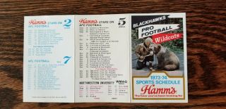 Chicago Blackhawks Nhl Hockey Schedule 1973 - 74 Hamm 