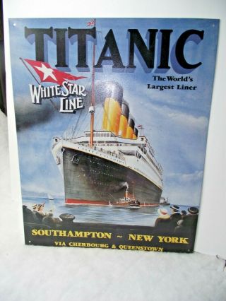 Titanic White Star Line Cruise Ship Retro Tin Sign 16”x12.  5” (man Cave/room/etc)