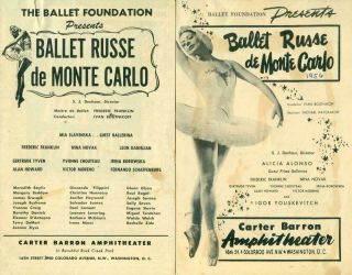 2 Vintage Ballet Russe De Monte Carlo Programs 1955 &1956 At Carter Barron Amph.