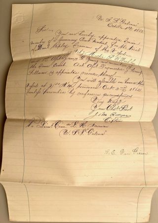 Antique 1862 Civil War Court Martial Letter Document Ship Galena John Rodgers