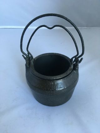Small Antique Cast Iron A.  Kenrick & Sons 1/4 Pint Glue Pot - 2.  5 Inches