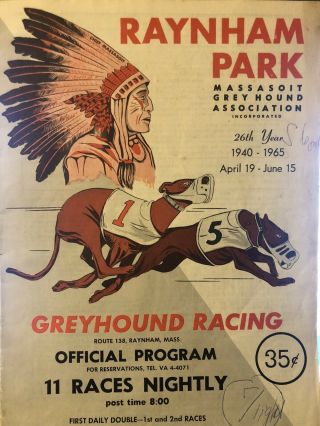 1965 Raynham Greyhound Program