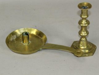 A Late 17th C Dutch Sheet Brass Chamberstick Candle Holder