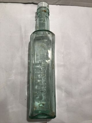Vintage Tally - Ho Sauce Aqua Bottle 8 1/2”