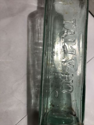 Vintage TALLY - HO Sauce Aqua Bottle 8 1/2” 2