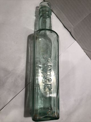 Vintage TALLY - HO Sauce Aqua Bottle 8 1/2” 3