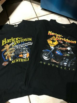 Set Of 2 Black Harley Davidson T - Shirts Short Sleeves Australia Dealers Size Xl