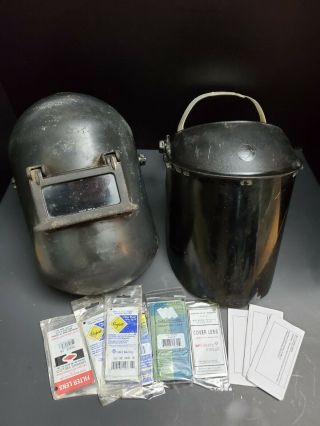 Jackson Welding Helmet & Shield W/ Filters & Lense Vintage Welder Flip Up