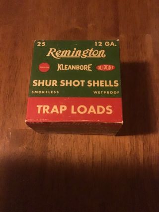 Vintage Remington 12 Ga.  Shur Shot Shells Trap Loads Empty Ammo Box
