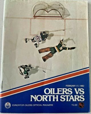 1981 - 82 Vintage Nhl Hockey Game Program Edmonton Oilers Vs Minnesota North Stars