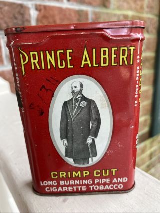 Vintage Prince Albert Pipe And Cigarette Tobacco Tin - Crimp Cut - Empty Can