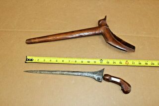 Vintage/antique Oriental Knife/dagger With Wood Scabbard / Sheath