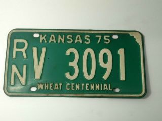 1975 Vintage Kansas License Plate " Wheat Centennial " Rn V 3091