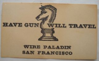 Vintage Have Gun Will Travel Call Paladin Calling Card
