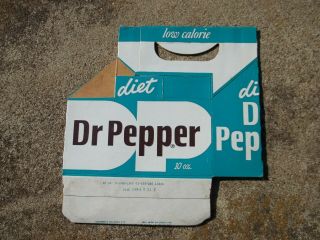 Vintage 10oz Diet Dr Pepper 6 Pack Cardboard Bottle Holder Carton Relax Refresh
