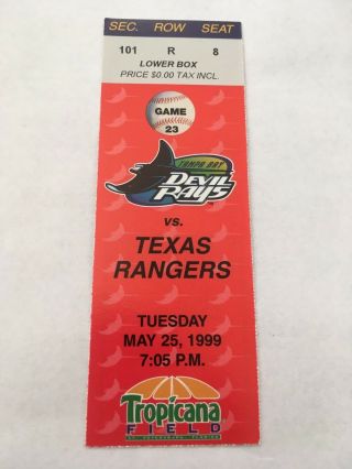 Mike Venafro First Win 1 May 25 1999 5/25/99 Devil Rays Rangers Ticket Stub