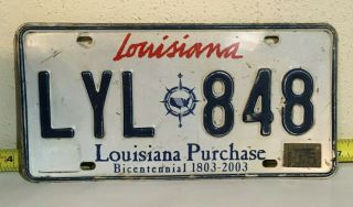 Vintage Louisiana Purchase License Plate Tag Lyl 848 Bicentennial Car