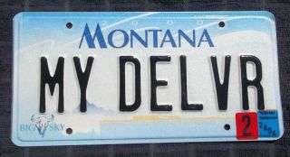 Montana Vanity License Plate " My Delvr " Deliver Delivery Pizza Fed Ex Ups Dhl