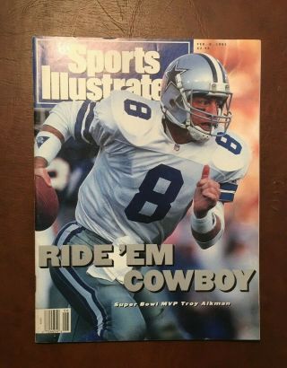 Sports Illustrated Feb.  1993 - Troy Aikman " Ride Em Cowboy " - No Address Label