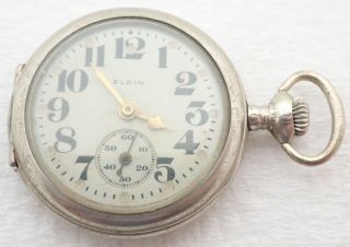 Antique 0s Elgin Grade 320 7j Silverode Pocket Watch