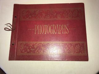 Vintage Photo Album Scrapbook Black Pages Cord Binding