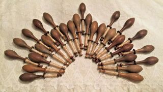29 Old French Wood Lace Bobbins Antique Vintage / Lacemaking Bobbins Size 4 " 33