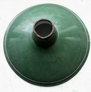 Vintage 12 " Green Porcelain / Metal Industrial Barn Gas Station Light Lamp Shade