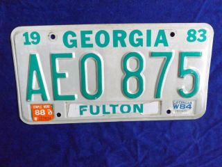 Georgia License Plate 1984 Aeo 875 Fulton Usa Vintage Car Shop Man Cave Sign