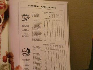 APR 26 1975 NHL STANLEY CUP PLAYOFFS PROGRAM NY ISLANDERS @ PITTSBURGH PENGUINS 2