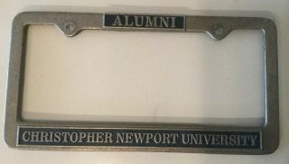 Vintage License Plate Tag Frame Alumni Christopher Newport University Metal