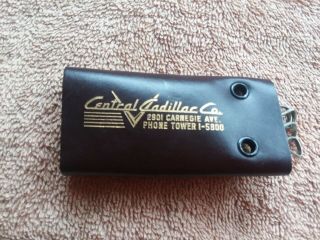Vintage Central Cadillac Cleveland Ohio Leather Key Holder Case Early Phone