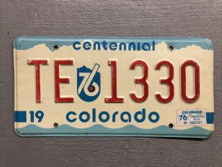 Vintage 1975 Colorado License Plate Bi Centennial Te - 1330 1976 Sticker