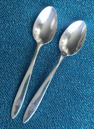 (2) Vintage Pan Am World Airways Spoon International Silver Co Usa Paa Exclusive