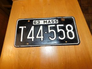 1963 Massachusetts License Plate Tag 63 Mass Ma T44 - 558