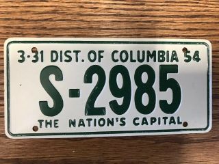Vintage 1954 Dist.  Of Columbia General Mills Cereal Bicycle License Plate