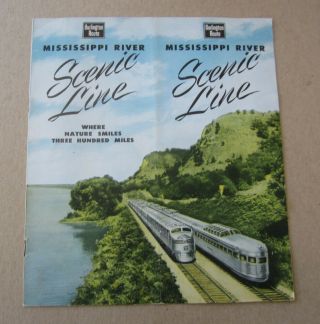 Old Vintage 1949 - Burlington Route - Mississippi River - Railroad Brochure