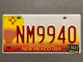 Mexico License Plate Land Of Enchantment Hot Air Balloon Nm9940 2001