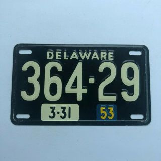 1953 Wheaties Cereal Miniature Mini Bike State Metal License Plate Delaware