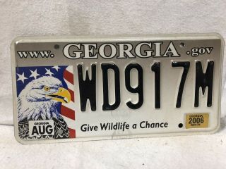 2006 Georgia License Plate (give Wildlife A Chance)