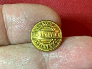 York & Rockaway Beach Railway Co 14.  5mm Brass Cuff Button 1887 - 1904 Scm 61/1