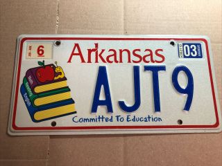 2003 Arkansas License Specialty Plate Committed To Education