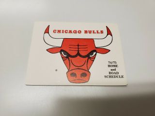 Rs20 Chicago Bulls 1974/75 Nba Basketball Pocket Schedule - Olympic Broadcasting