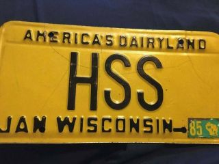 Vintage 1980 1985 Wisconsin Dairyland License Plate Yellow