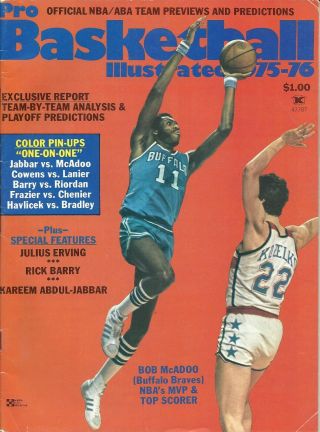 1975 - 76 Nba Aba Pro Basketball Illustrated B Mcadoo Dr J Jabbar Cowens W/ Pinups