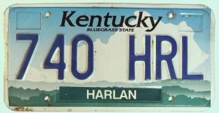 Kentucky Ky Vintage License Plate Tag 7400 Hrl Harlan County Co Bluegrass St S