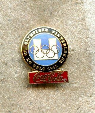 1952 Oslo Norway Lopgo Olympic Games Pin Enamel Sponsor Coca Cola